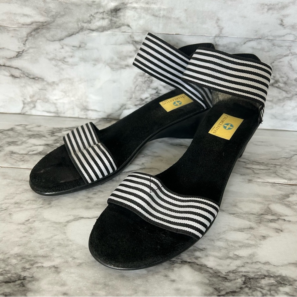 Charleston Shoe Co. | women’s size 9 black and white striped wedge Sandals
